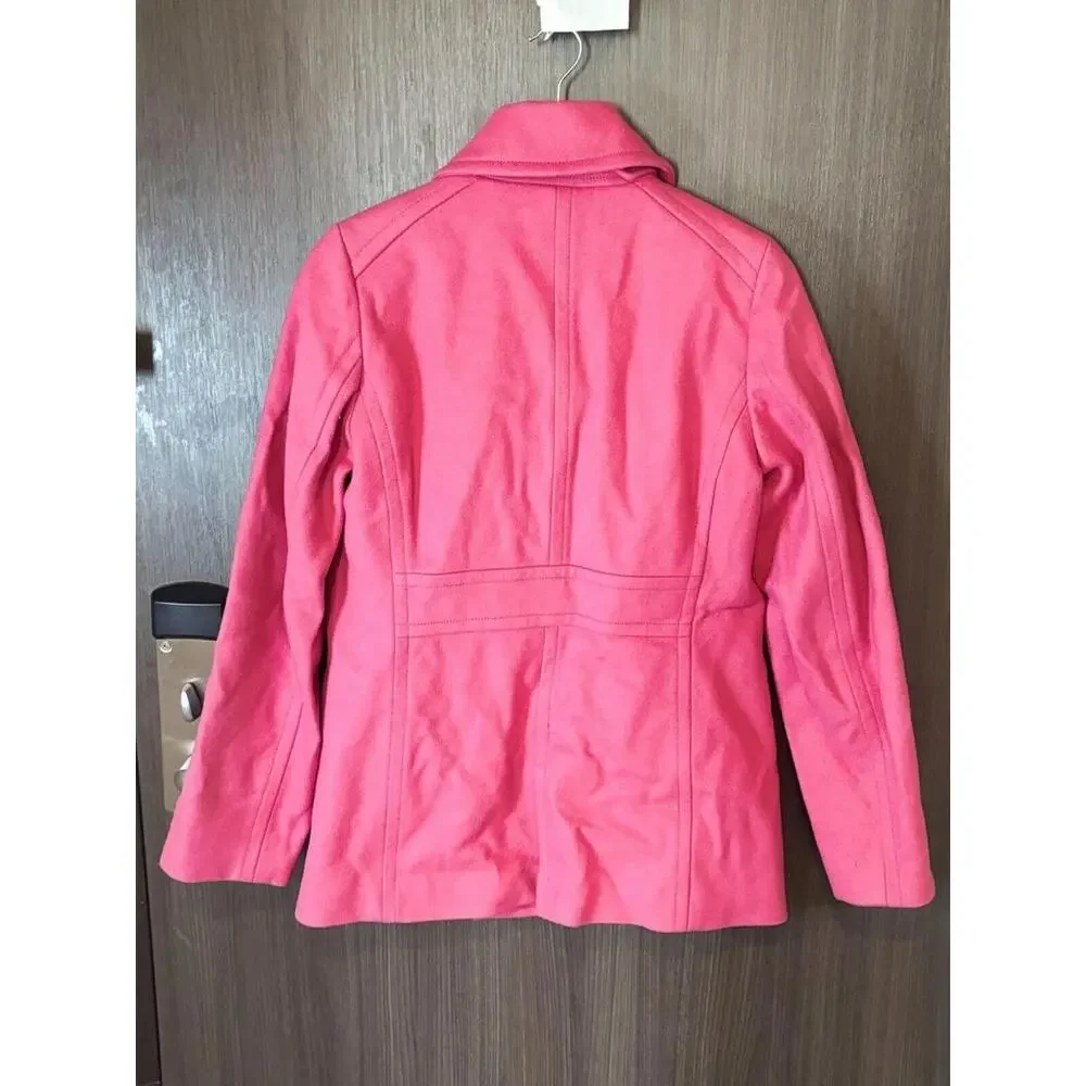 Womens Size Tall Small J crew Pea Coat breasted Wool blend lined Pink Old Money‎
